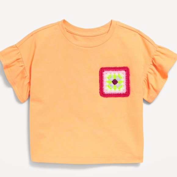 NWT Old Navy Short-Sleeve Crochet-Knit Graphic Top - Picture 1 of 1